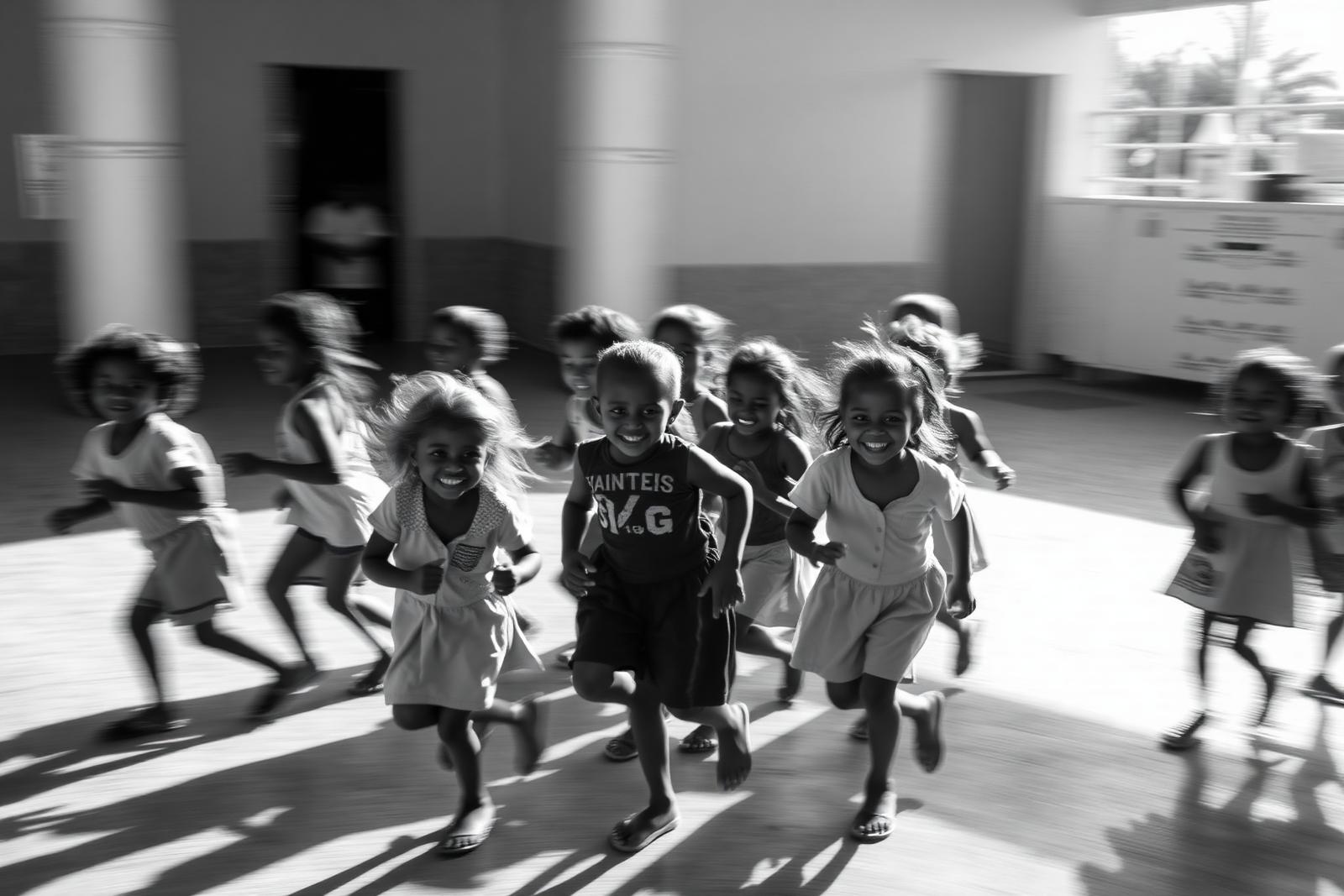 Children moving and playing